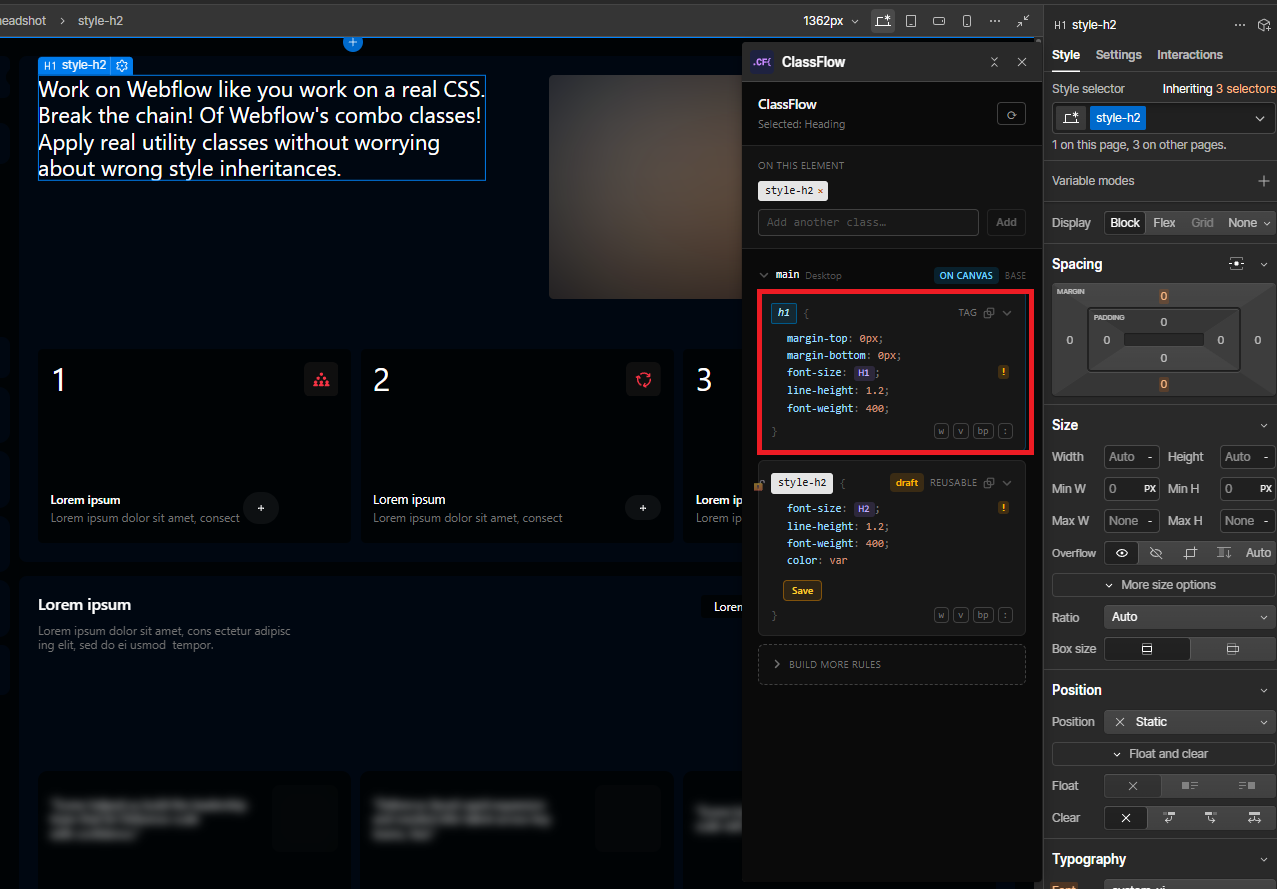 Editing the site-wide tag rule for the selected element