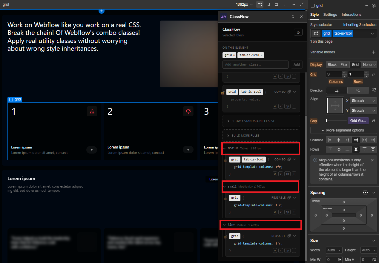 Editing a rule at another breakpoint