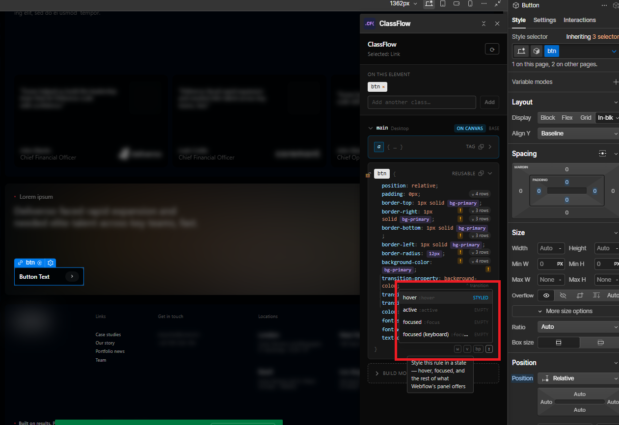 Editing a rule at another pseudo state